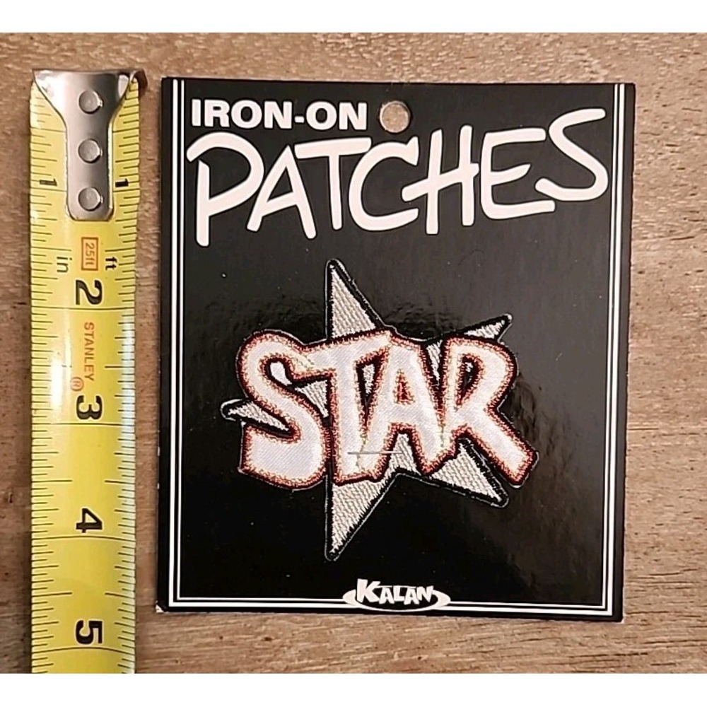STAR Patch Embroidered/Iron/Sew/Stitch/Glue On Metallic Fabric Black Red Silver